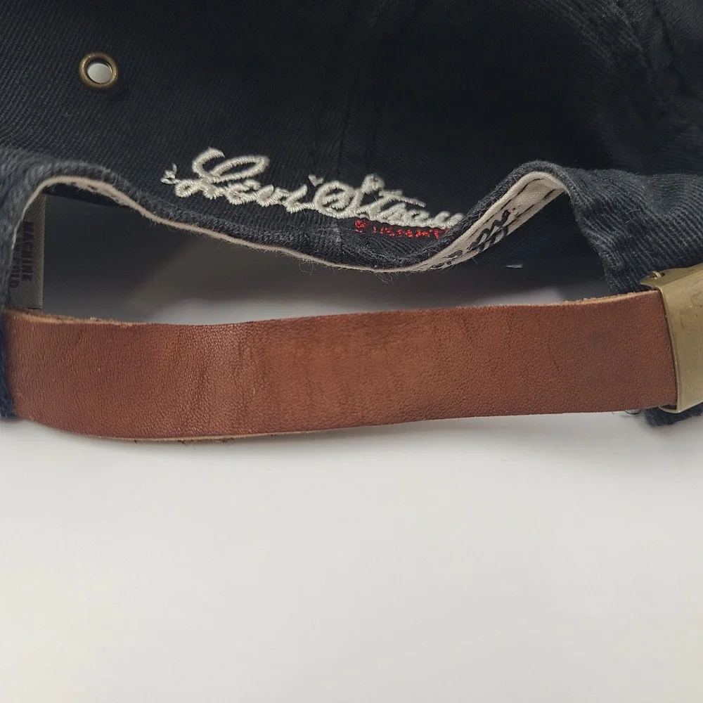 Levi Strauss Hat Strapback (Fits Small) Black Brown Leather Strap Casual Dad Men